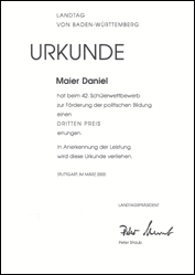 Urkunde Landtag BaW&uuml;